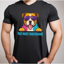 T shirt Staffie " sous haute surveillance "