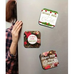 Magnet Carré Joyeux Noël Maîtresse (Nom Personnalisé)