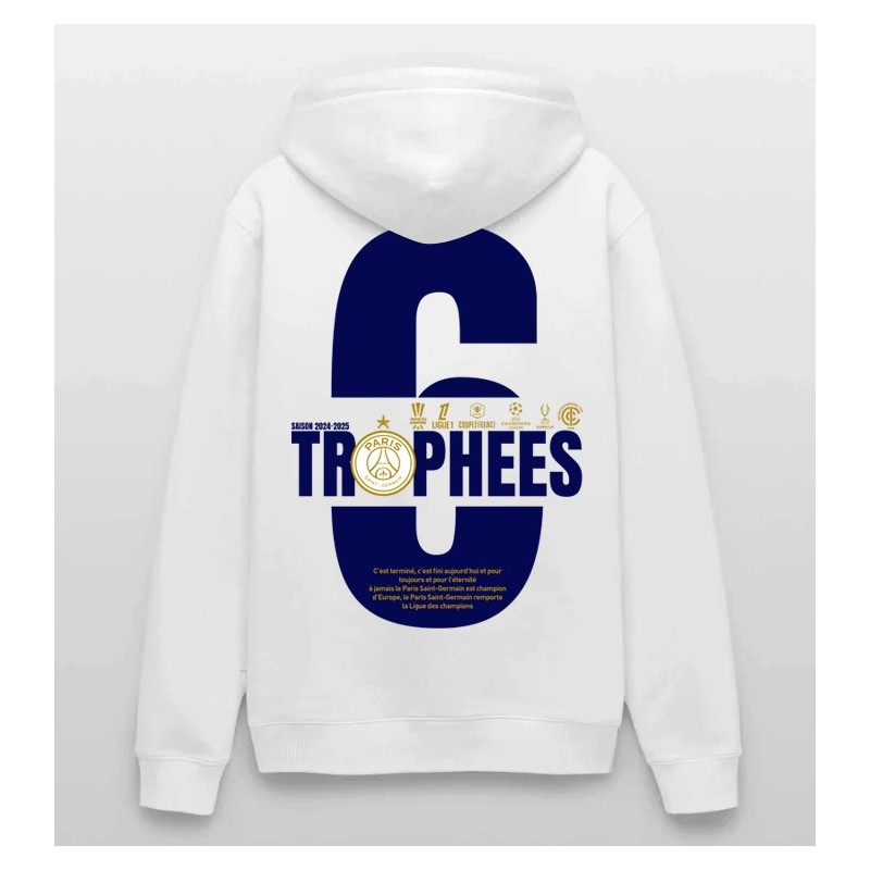 Sweat à capuche Homme PSG Champions d'Europe 6 trophées
