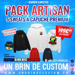 Pack Artisan 5 Sweats à capuche PREMIUM Recto/Verso Unisexe