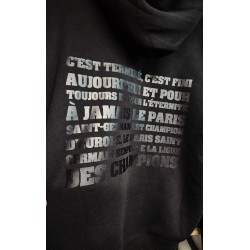 Sweat à capuche Homme PSG Champions d'Europe Full black Legend