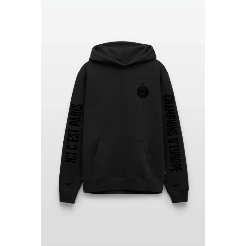 Sweat à capuche Homme PSG Champions d'Europe Full black Legend