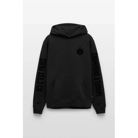 Sweat à capuche Homme PSG Champions d'Europe Full black Legend