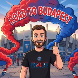 T-shirt PSG Road to Budapest - Finale 2026 - Homme 100% Coton