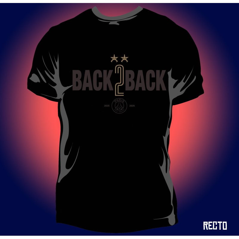 T-shirt Homme PSG Back To Back 2 étoiles champions d'europe -