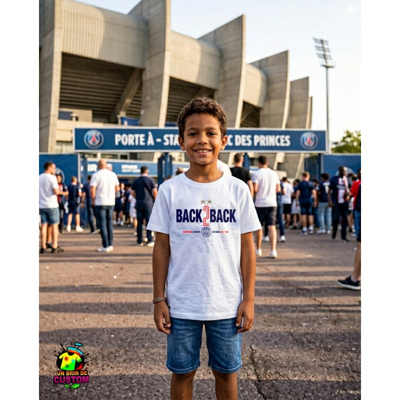 T-shirt Enfant PSG Back To Back rouge et bleu