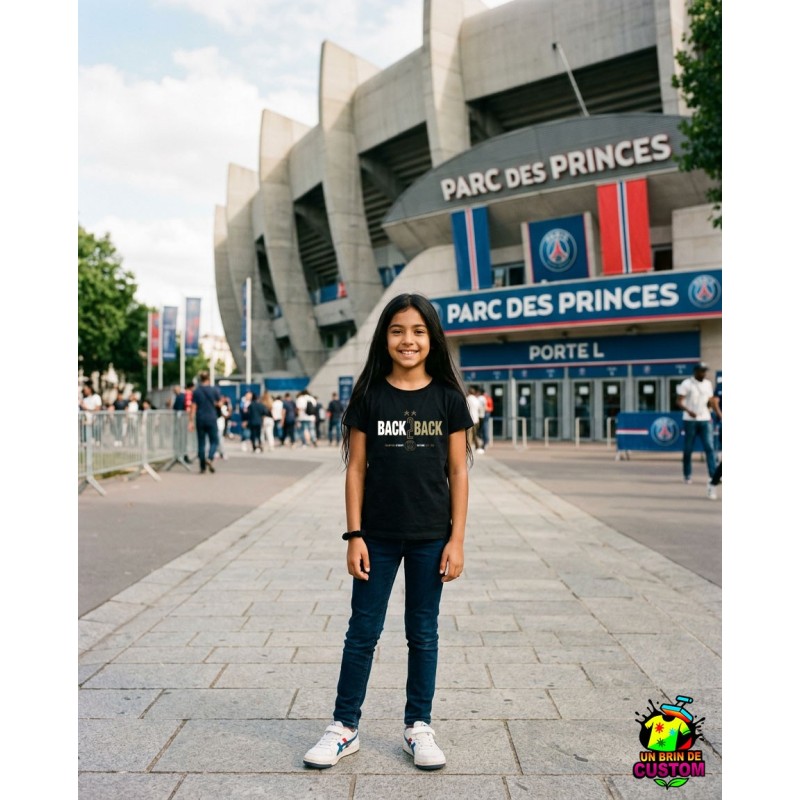 T-shirt Enfant PSG Back To Back 2 étoiles OR & white