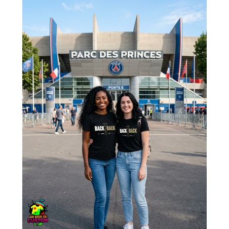 T-shirt Femme PSG Back To Back 2 étoiles OR & white