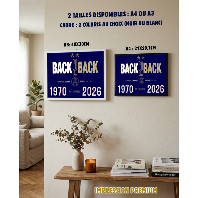Cadre PSG Back to Back Premium A4 / A3 | Un Brin de Custom