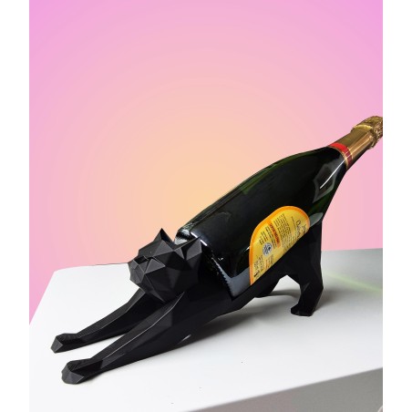 Porte-Bouteille Chat Noir Design Géométrique – Décoration Originale