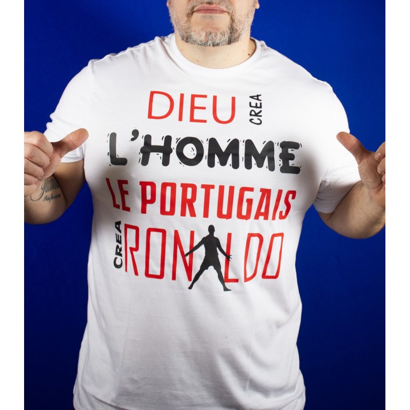 T-shirt dieu créa l'homme le Portugais créa Ronaldo