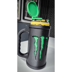 Porte Canette Chope 3D avec Couvercle Boisson Énergisante | Un brin de