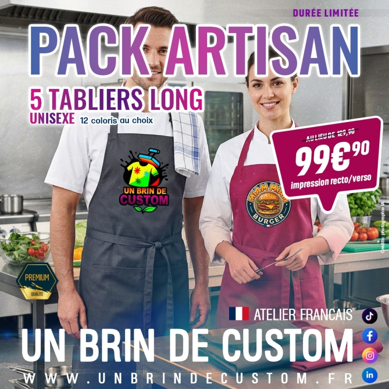 Pack Artisan 5 Tabliers Long Personnalisés