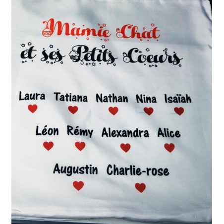 Housse d'oreiller Mamie et ses petits coeurs