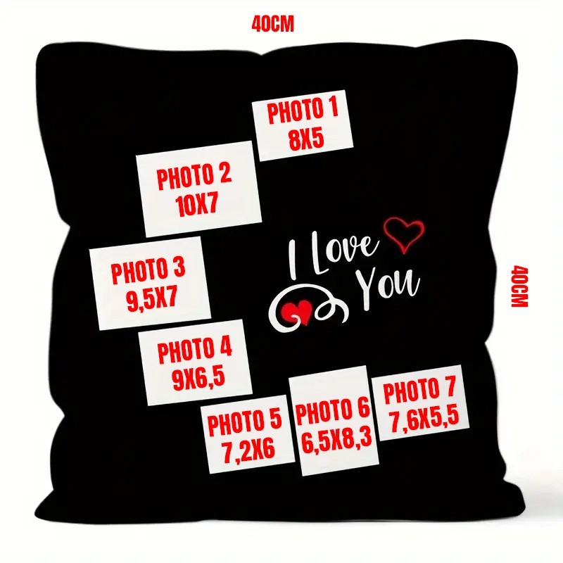 Housse de coussin I love you 40x40cm personnalisée