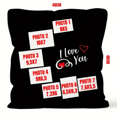 Housse de coussin I love you 40x40cm personnalisée