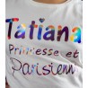 t-shirt princesse et parisienne avec nom personnalisé
