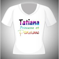 t-shirt princesse et parisienne avec nom personnalisé