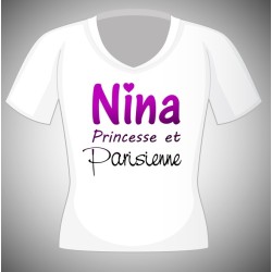t-shirt princesse et parisienne avec nom personnalisé