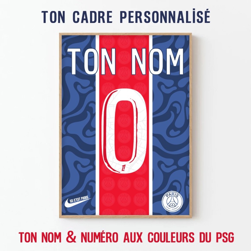 Cadre PSG Bleu & rouge Personnalisé