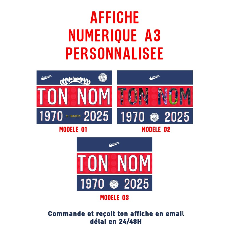 Affiche Numérique PSG Personnalisée Horizontal