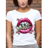 T-shirt Femme Bouche strass Dollars