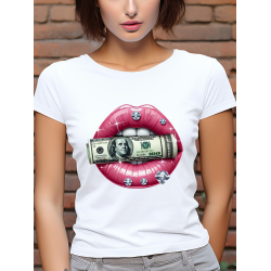T-shirt Femme Bouche Diamant Dollars