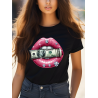 T-shirt Femme Bouche Diamant Dollars
