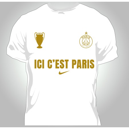 T-shirt Homme PSG Champions D'Europe gold