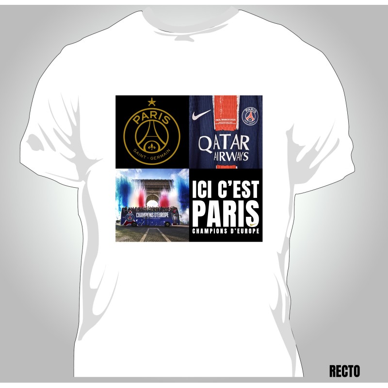 T-shirt Homme Paris SG Champions d'europe