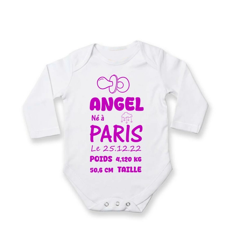 Body Bébé fiche naissance personnalisé