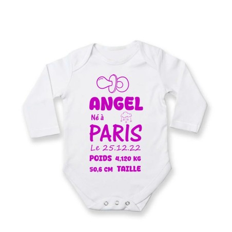 Body Bébé fiche naissance personnalisé