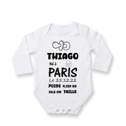 Body Bébé fiche naissance personnalisé