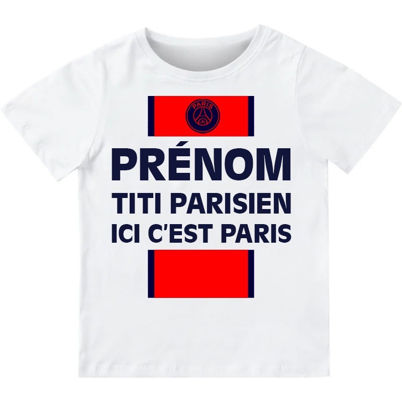 T-shirt Supporter PSG Prénom personnalisé