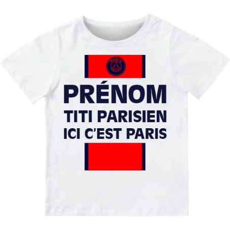 T-shirt Supporter PSG Prénom personnalisé