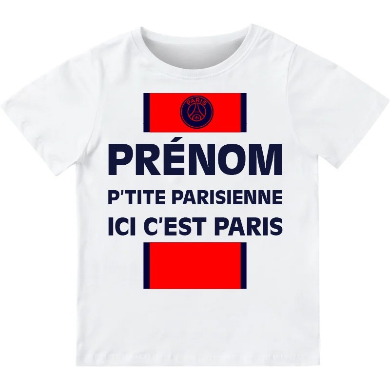 T-shirt Supporter PSG Prénom personnalisé