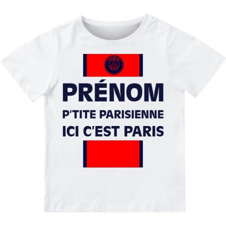 T-shirt Supporter PSG Prénom personnalisé