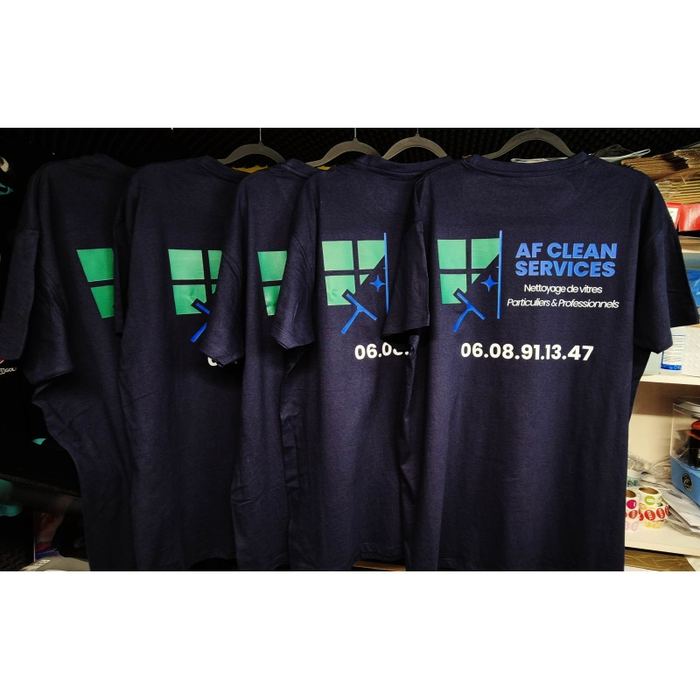 T-shirts personnalisés pour AF Clean Services, nettoyage de vitres